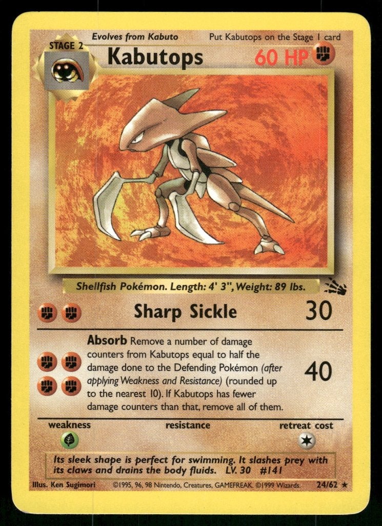 Kabutops 24/62 - Fossil (NM), Envoi, Utilisé