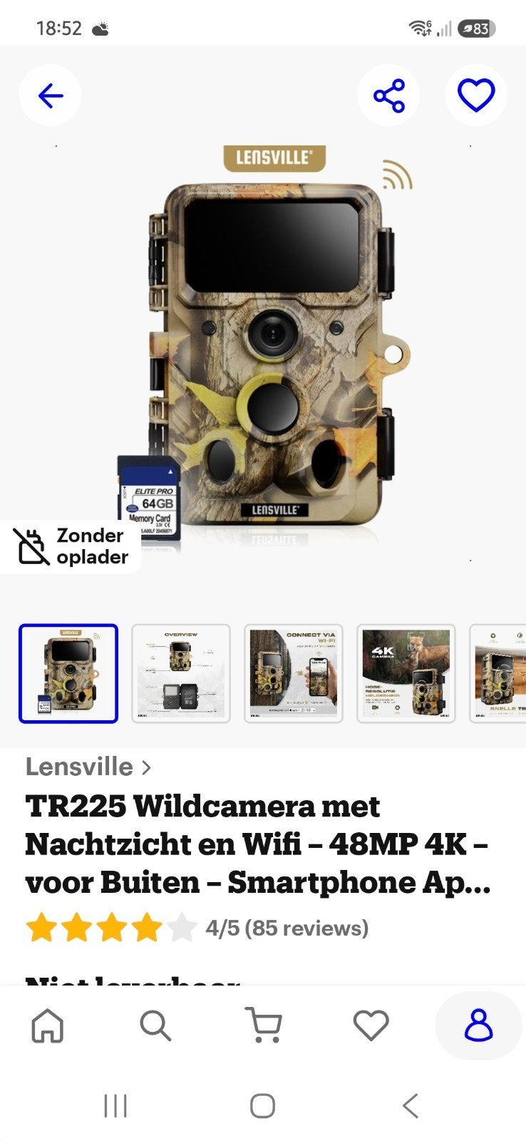 wildlifecamera met wifi, Ophalen of Verzenden, Zo goed als nieuw