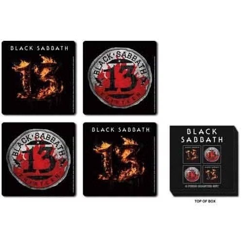 Black Sabbath -13 - 4 onderzetters officiële merchandise, Antiquités & Art, Enlèvement ou Envoi