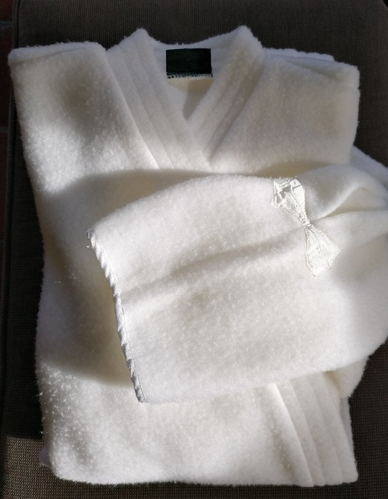 Witte kamerjas met ceintuur van Courtelle, maat 42, Kleding | Dames, Ondergoed en Lingerie, Ophalen of Verzenden
