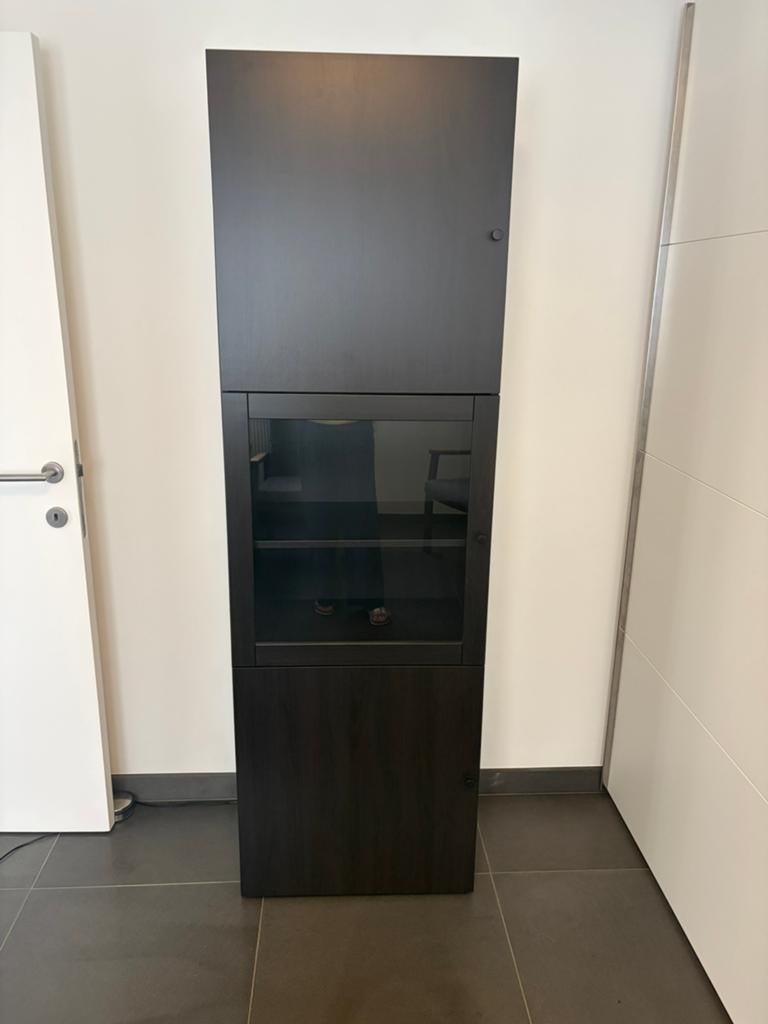 Kolon/vitrine kast (zwart/bruin), Ophalen, Zo goed als nieuw