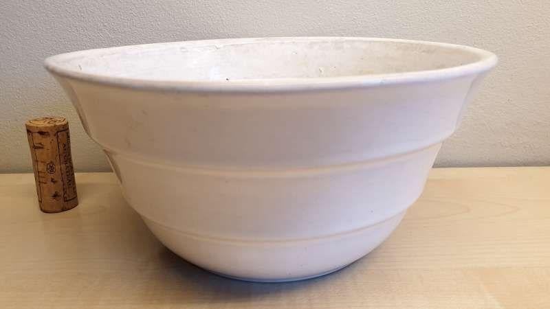 Geglazuurde witte retro vintage bloempot H 9cm, D boven 17cm, Tuin en Terras, Bloempotten, Ophalen, Binnen