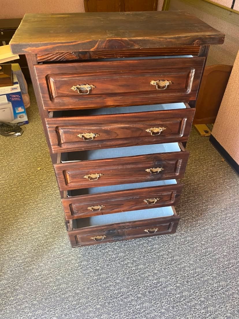 Commode semainier en bois rustique, Enlèvement