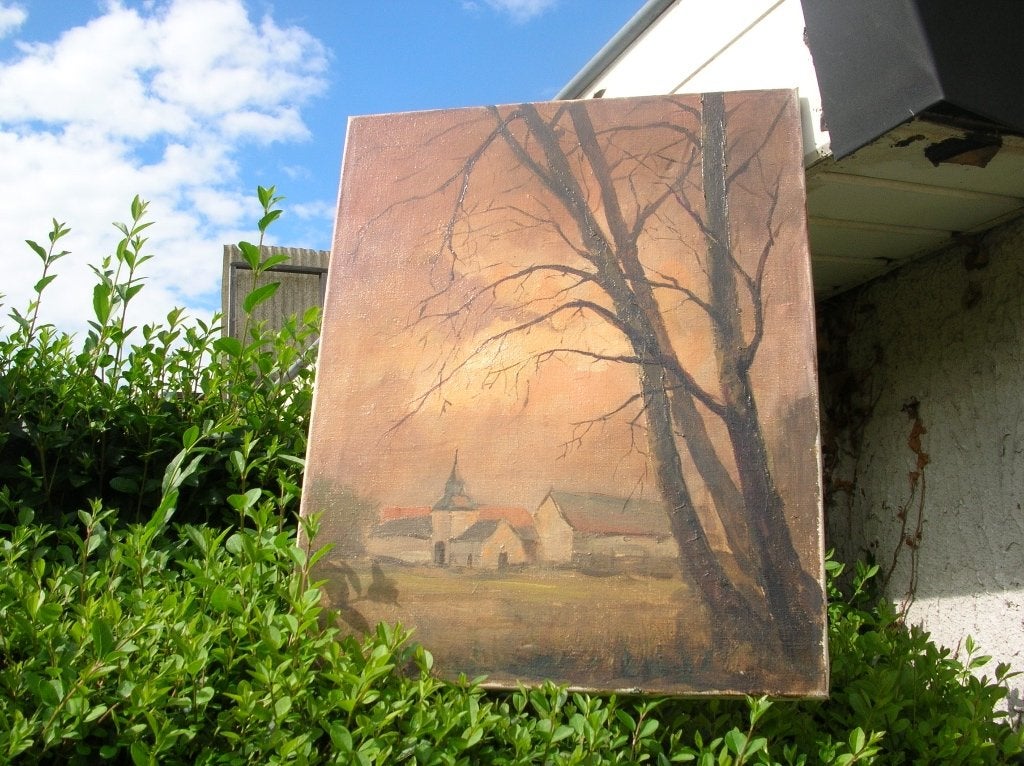 SIGNÉ HENRI LEMOINE UN PAYSAGE, Enlèvement ou Envoi, Signé, Paysage, Toile