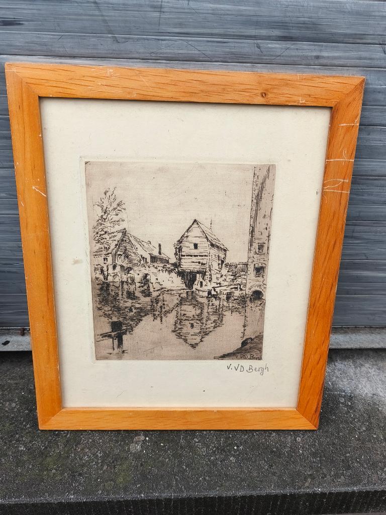 Gravure signe v v d bergh, Enlèvement ou Envoi, Gravure