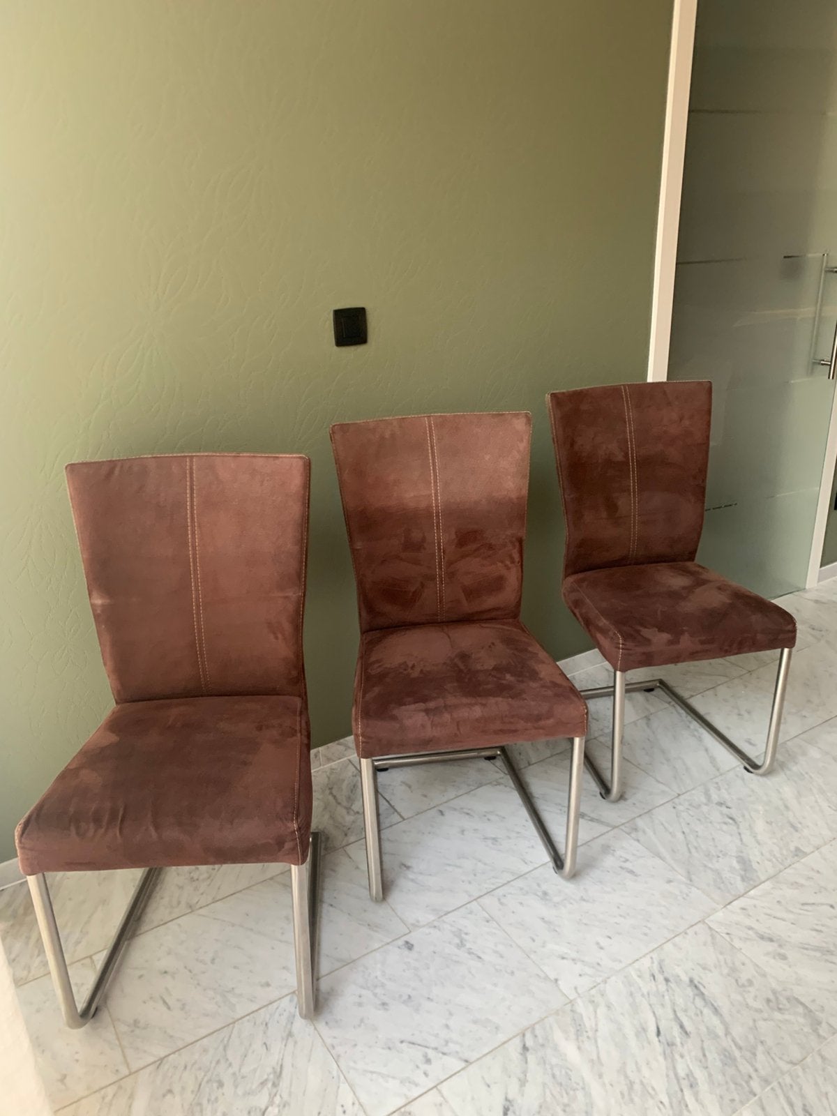 8 Eetkamerstoelen, Huis en Inrichting, Ophalen, Gebruikt, Bruin, Metaal