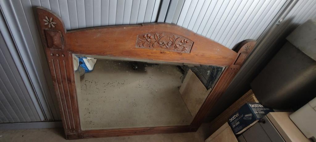 Grote antieke spiegel hout antiek vintage 102x91, Ophalen of Verzenden