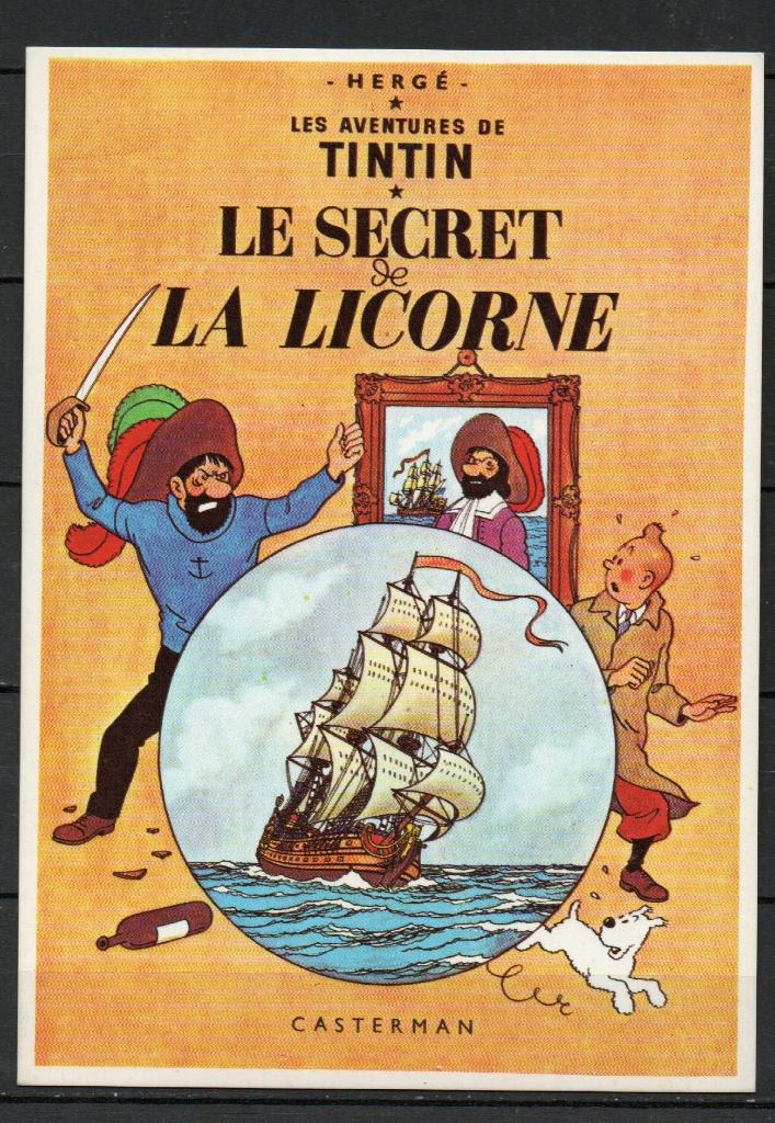 Carte postale  Tintin/ Le secret de la licorne, Enlèvement