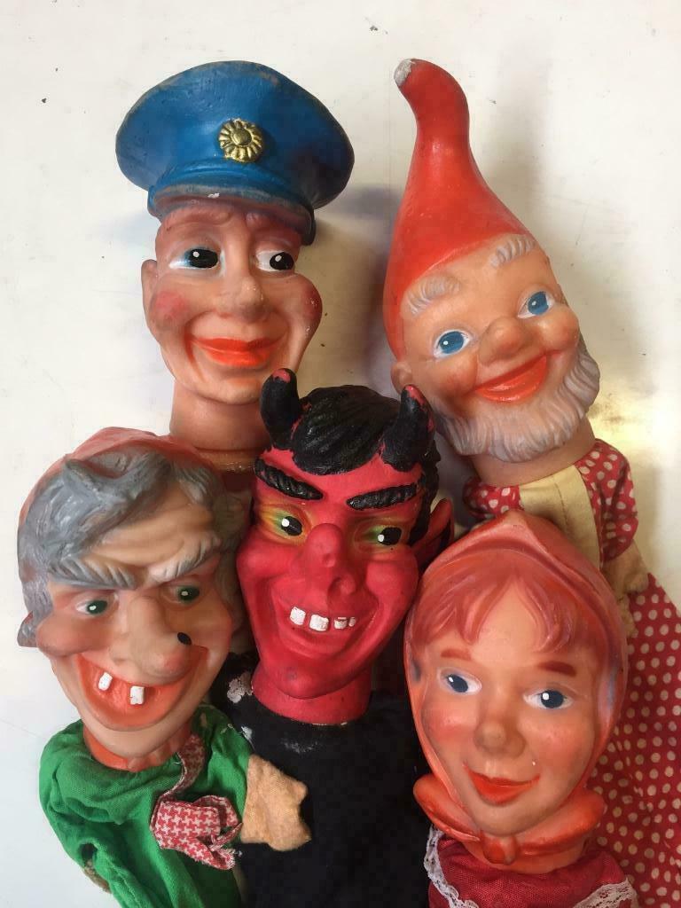 Set/5 Vintage handpoppen merk : ERLO zie beschrijving, Ophalen of Verzenden, Gebruikt, Overige typen