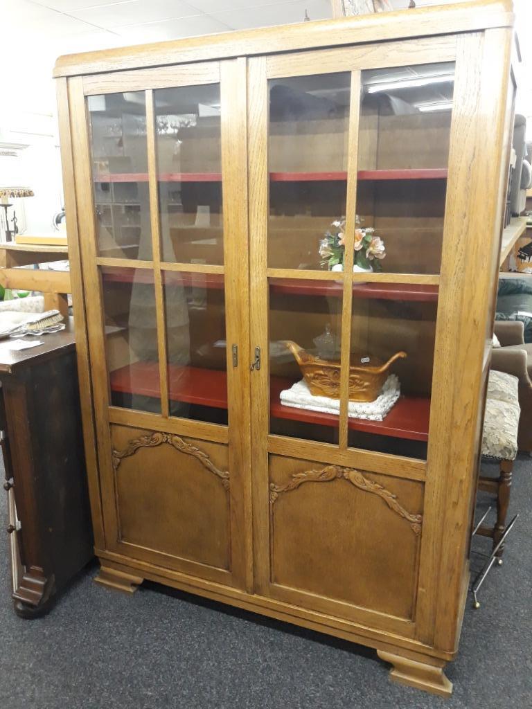 Vitrine en chêne, Enlèvement, Utilisé, Chêne, Avec tablette(s)