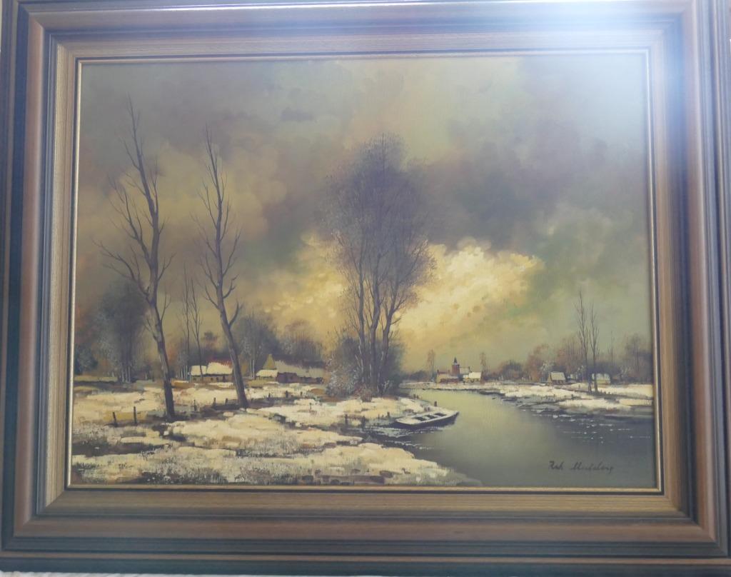 Rik mulders winterlandschap schilderij olieverf doek, Ophalen of Verzenden