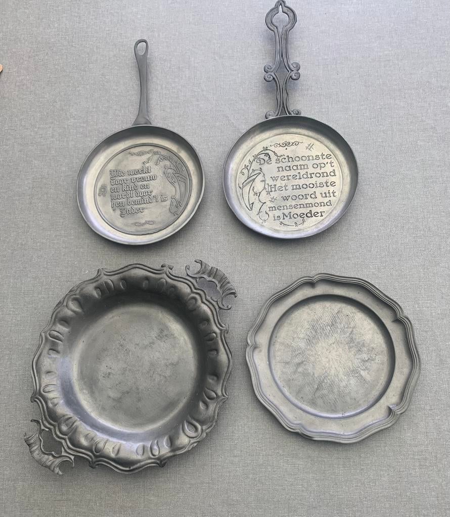 4 schalen in tin, Antiek en Kunst, Ophalen