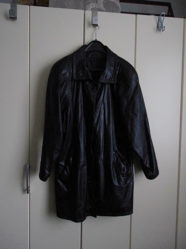 Zwarte half lange lederen jas, Kleding | Dames, Ophalen, Gedragen