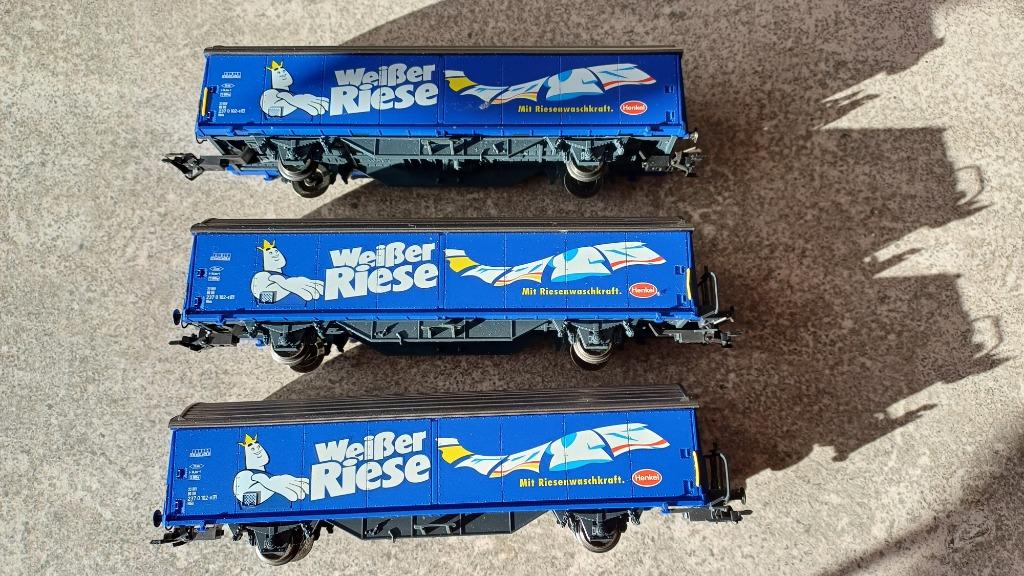 (2J) Marklin HO. 3 wagons de marchandises longs, Neuf, Enlèvement ou Envoi, Courant alternatif, Wagon