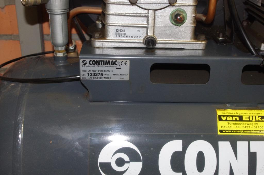 Compresseur Contimac 2 cylindres réservoir 100 litres, 100 litres ou plus, Enlèvement, Comme neuf, 6 à 10 bars