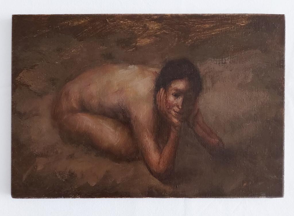 Schilderijtje van Naakte Vrouw - Olieverf, Antiek en Kunst, Ophalen of Verzenden