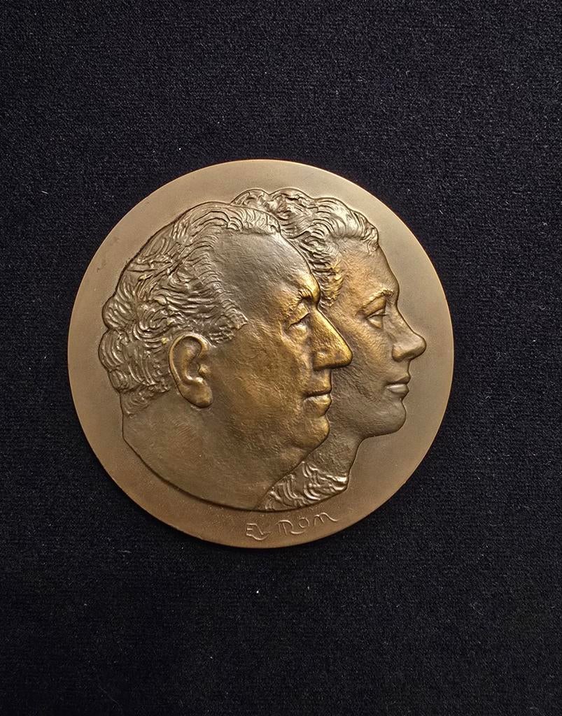 Elstrom Harry Belgium Fisch bronzen medaille groot 8cm, Postzegels en Munten, Ophalen of Verzenden, Brons