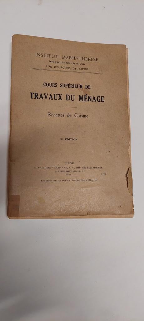 Cours de cuisine classiques en français - 1930, Enlèvement ou Envoi