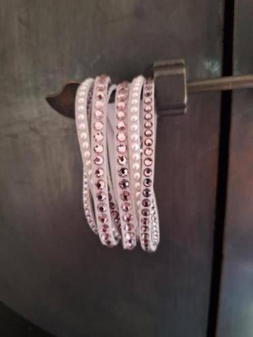 Poederroze swarovski-armband., Ophalen of Verzenden, Zo goed als nieuw, Sieraad of Horloge