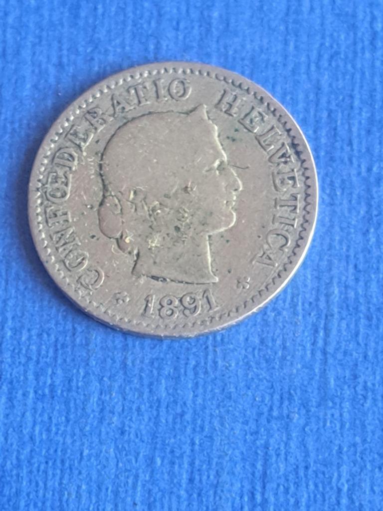 1891 Suisse 5 centimes, rare, Envoi, Autres pays, Monnaie en vrac