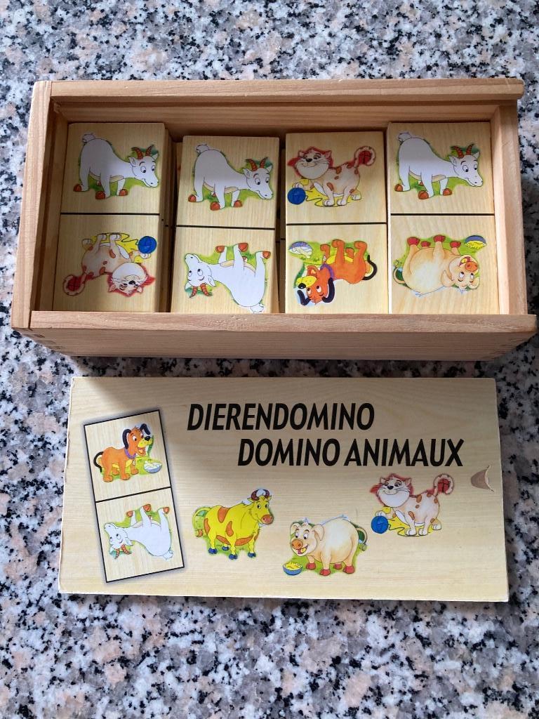 Houten speelgoed- domino - dierenplezier, Ophalen of Verzenden, Zo goed als nieuw, Overige typen
