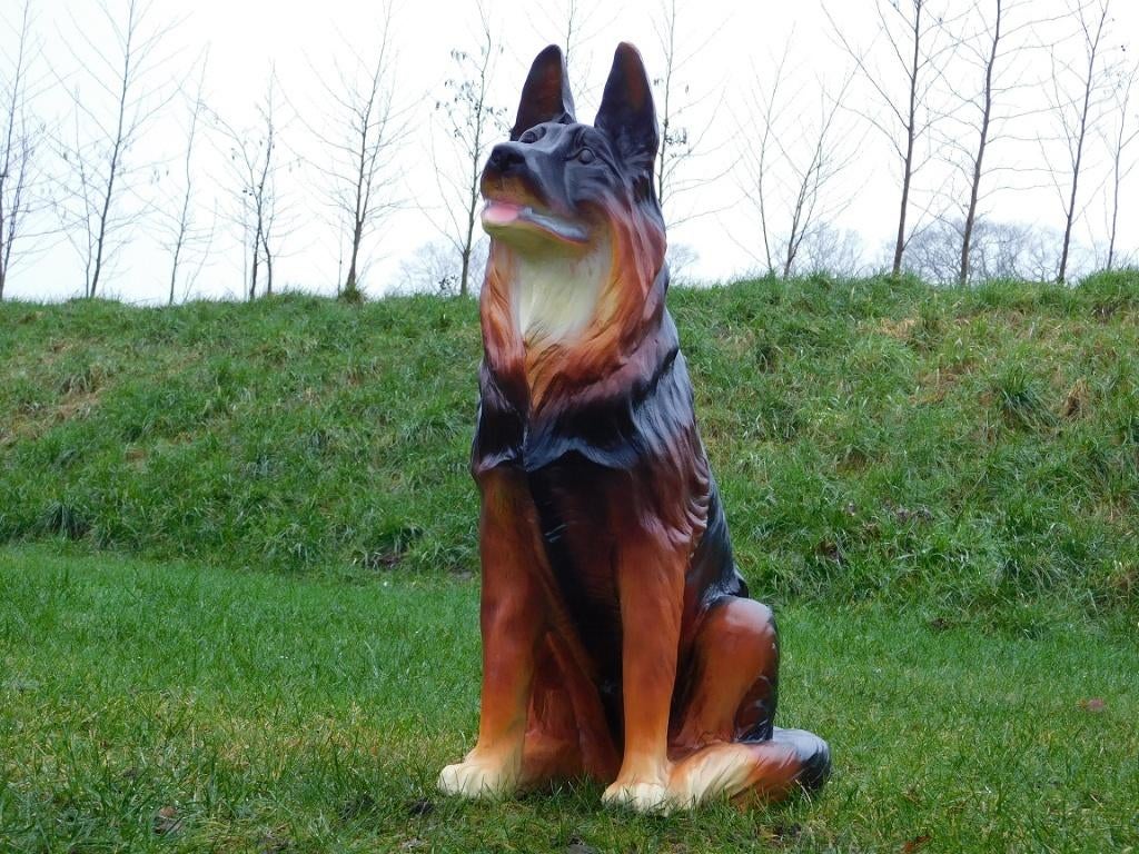 Beeld Herdershond XL - 85 cm - Polystone, Ophalen of Verzenden, Kunststof, Dierenbeeld