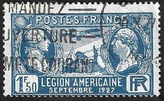 1 Postzegel Amerikaans legioen Frankrijk 1927, Postzegels en Munten, Ophalen of Verzenden, Gestempeld