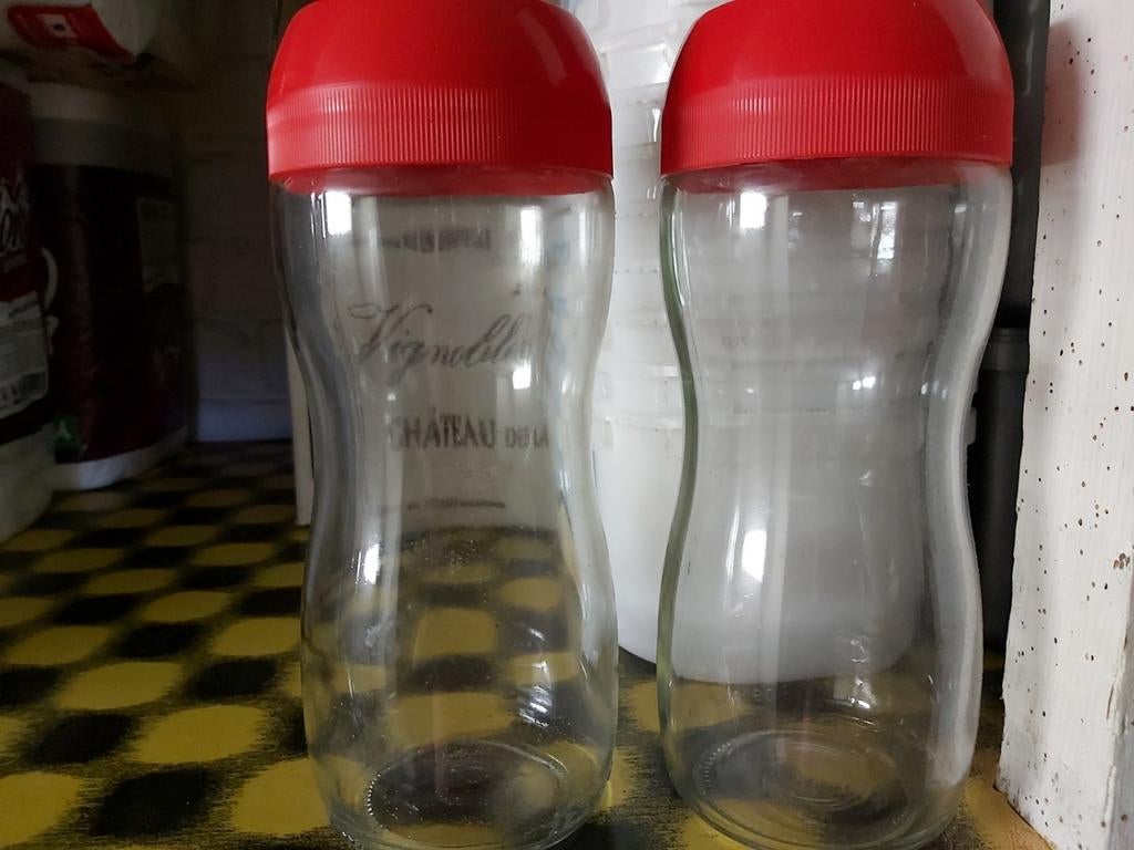 2 grands pots en verre avec couvercles, Enlèvement ou Envoi, Comme neuf