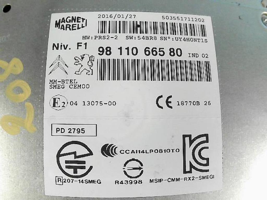 Module GPS PEUGEOT 208 1.6HDi 55kw 9811066580 (179 A), Enlèvement ou Envoi, Utilisé, Peugeot