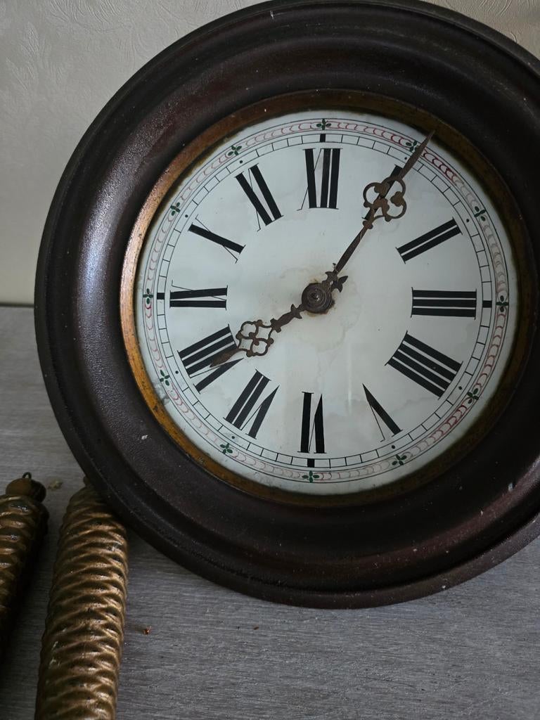 Vintage gewicht-aangedreven wandklok, Antiek en Kunst, Verzenden