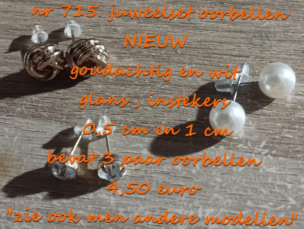 715. Juweelset : oorbellen , NIEUW , verzending inbegrepen, Overige materialen, Verzenden, Wit, Nieuw
