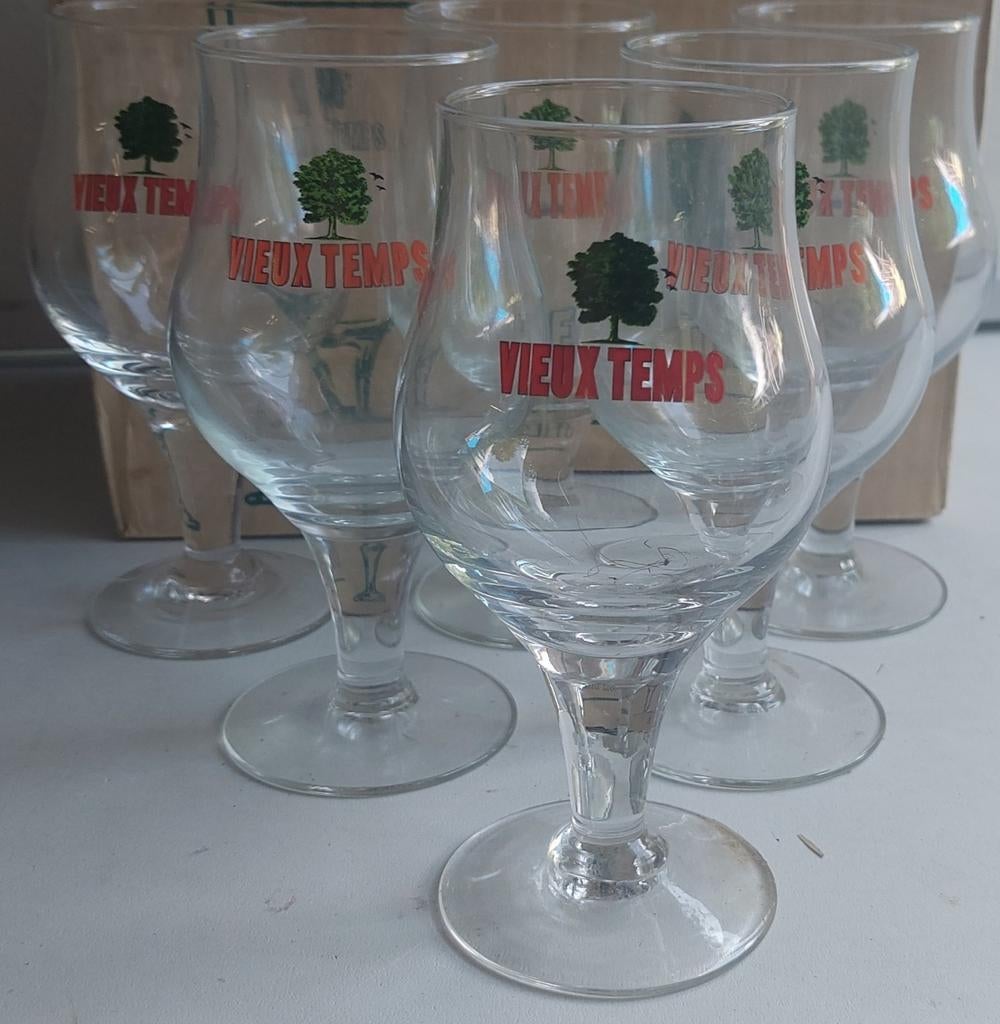 6 verres vieux temps, Collections, Marques de bière, Enlèvement ou Envoi, Comme neuf