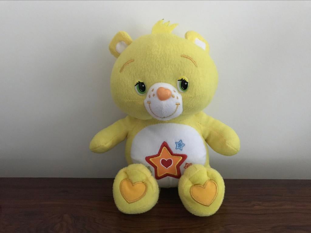 Retro care bears carebears troetelbeer geel star 30 cm, Verzamelen, Ophalen of Verzenden