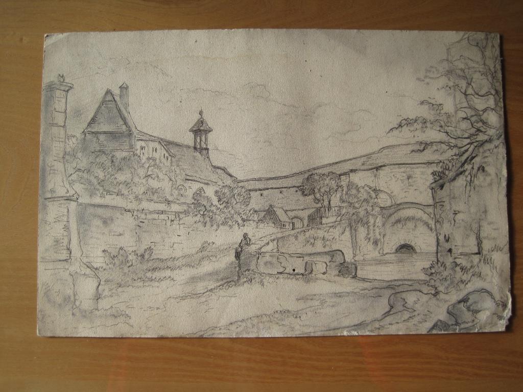 potlood tekening landschap, Antiek en Kunst, Ophalen of Verzenden