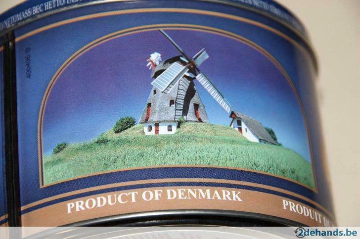Blikken koekjesdozen, Ophalen of Verzenden, Gebruikt, Blauw, Bus of Trommel