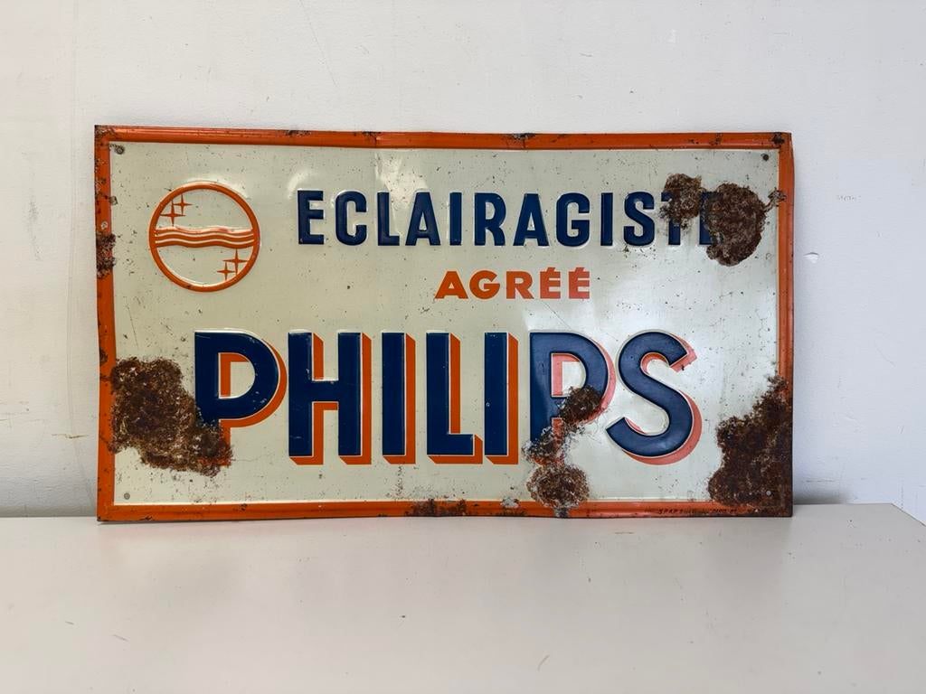 PHILIPS oud reclamebord, Verzamelen, Ophalen of Verzenden, Gebruikt, Reclamebord