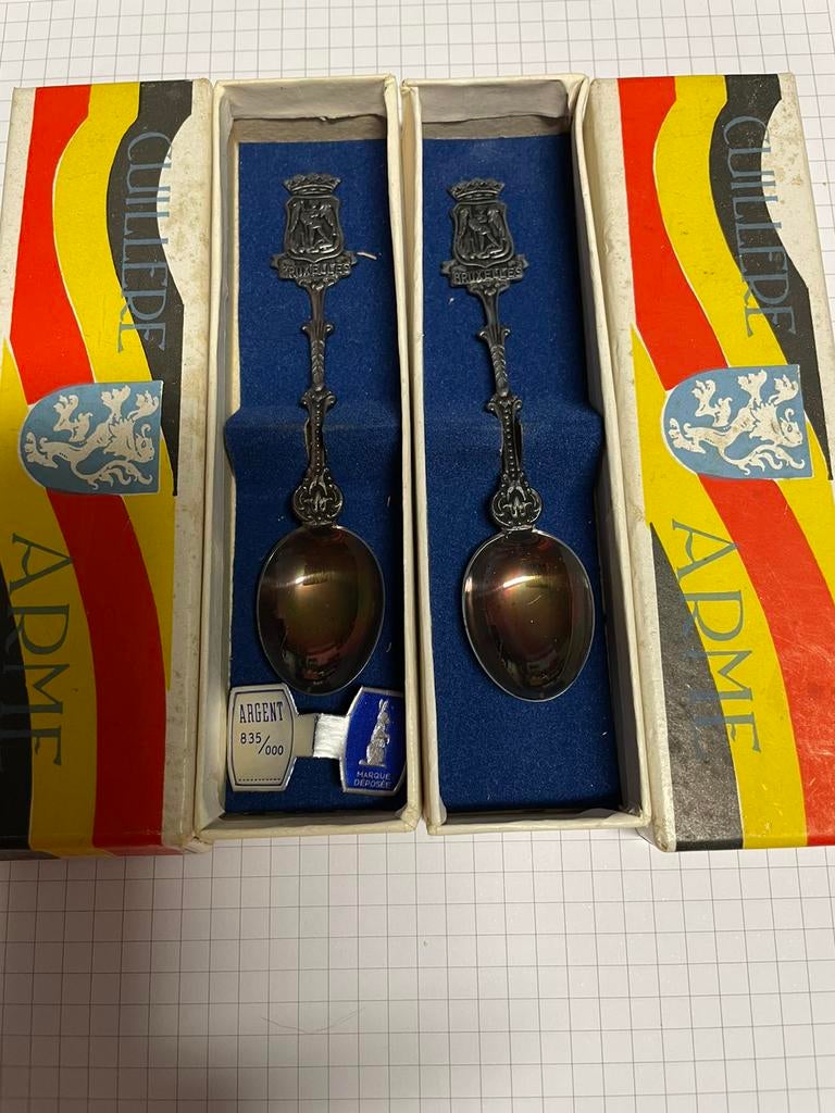 2 zilveren lepeltjes Bruxelles, Antiek en Kunst, Ophalen