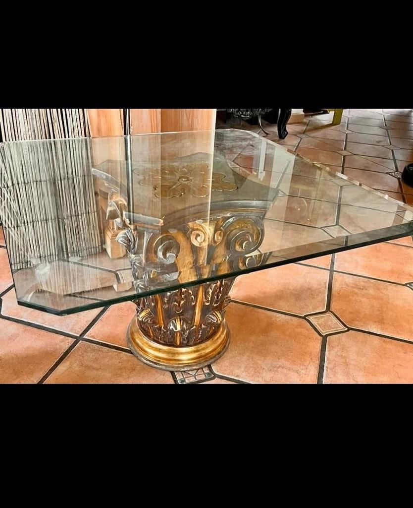 Table à plateau en verre biseauté, Antiquités & Art