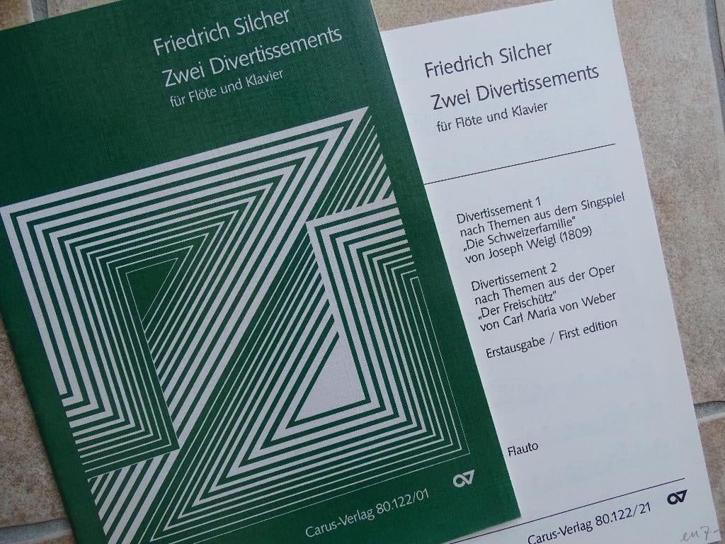 bladmuziek dwarsfluit/viool en harp/piano 2 x, Musique & Instruments, Partitions, Comme neuf, Autres genres, Classique, Piano