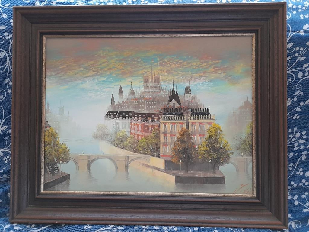 Oosters schilderij 40 op 49cm get, zie foto, Antiek en Kunst, Ophalen