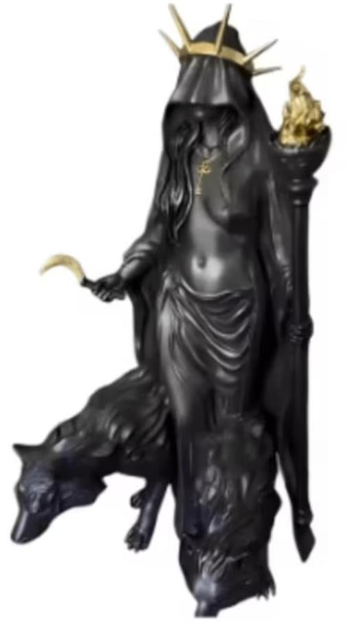 Prachtig beeldje heks godin zwart met gouden kroon (20cm), Verzamelen, Beelden en Beeldjes, Ophalen of Verzenden, Nieuw