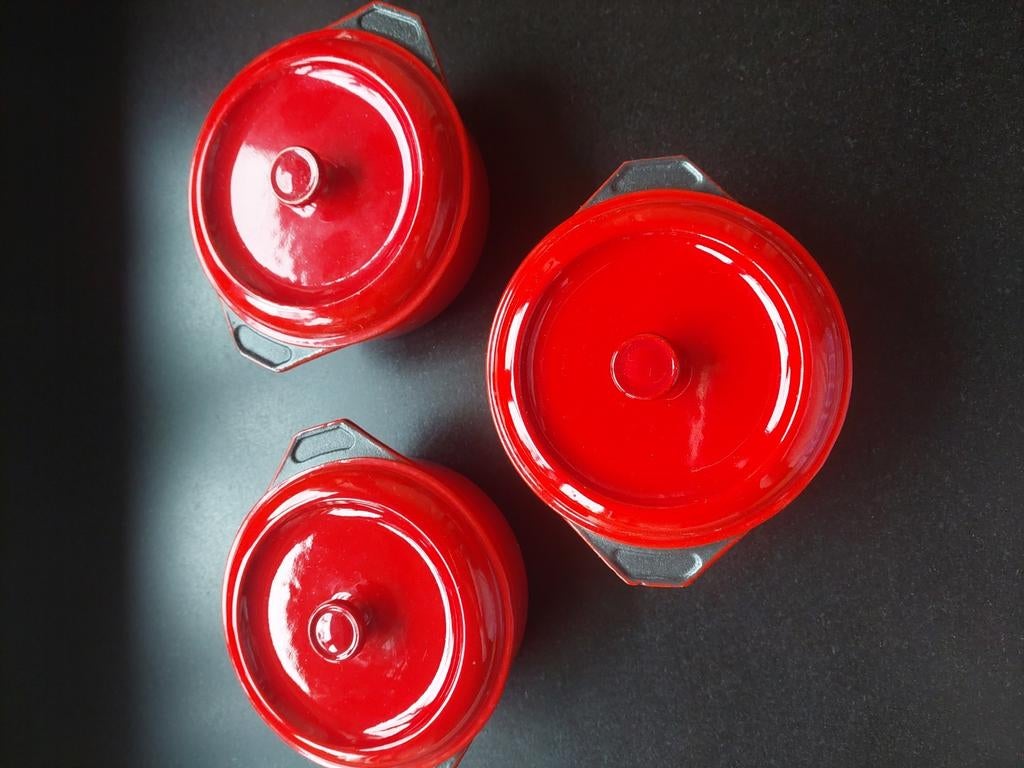 Ovenpotjes vuurvaste 3 stuks rood, Ophalen of Verzenden, Nieuw
