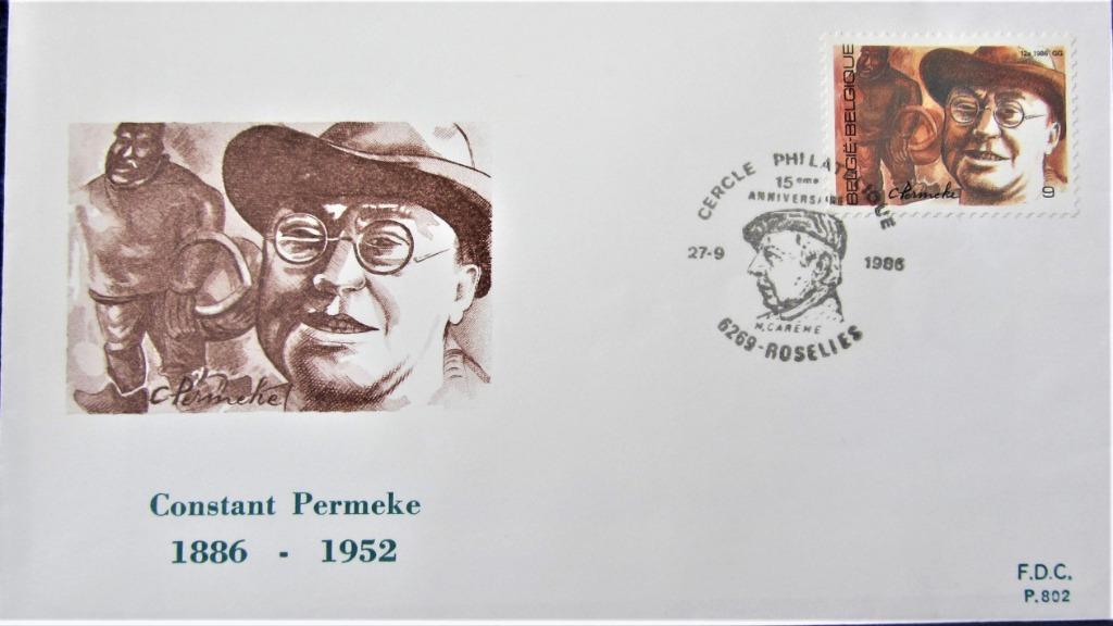 FDC - SCHRIJVERS- DICHTERS- CONSTANT PERMEKE, Enlèvement ou Envoi, Affranchi, Autres thèmes