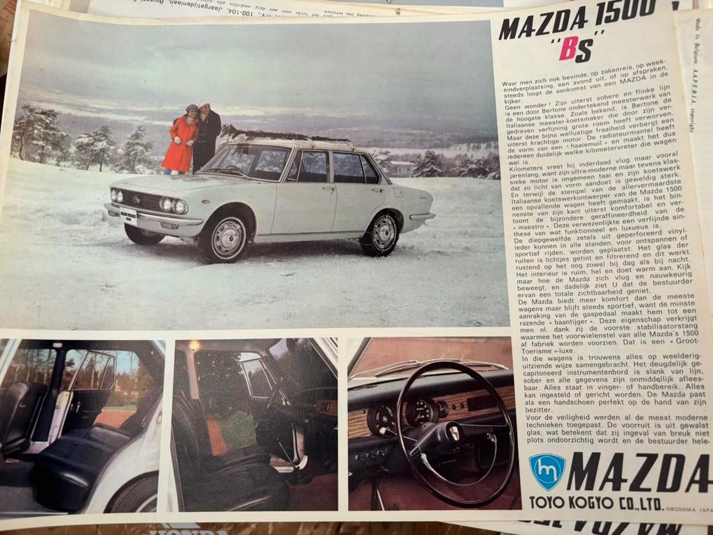 Originele Mazda prospectus 1500 Sedan 1968-, Ophalen of Verzenden