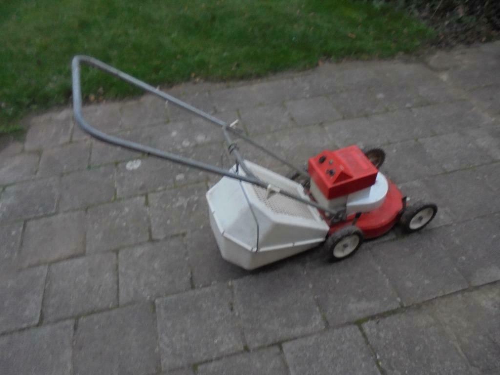 zeldzame Flandria grasmaaier met autobatterij, Ophalen, Cirkelmaaier, Gebruikt, Opvangbak