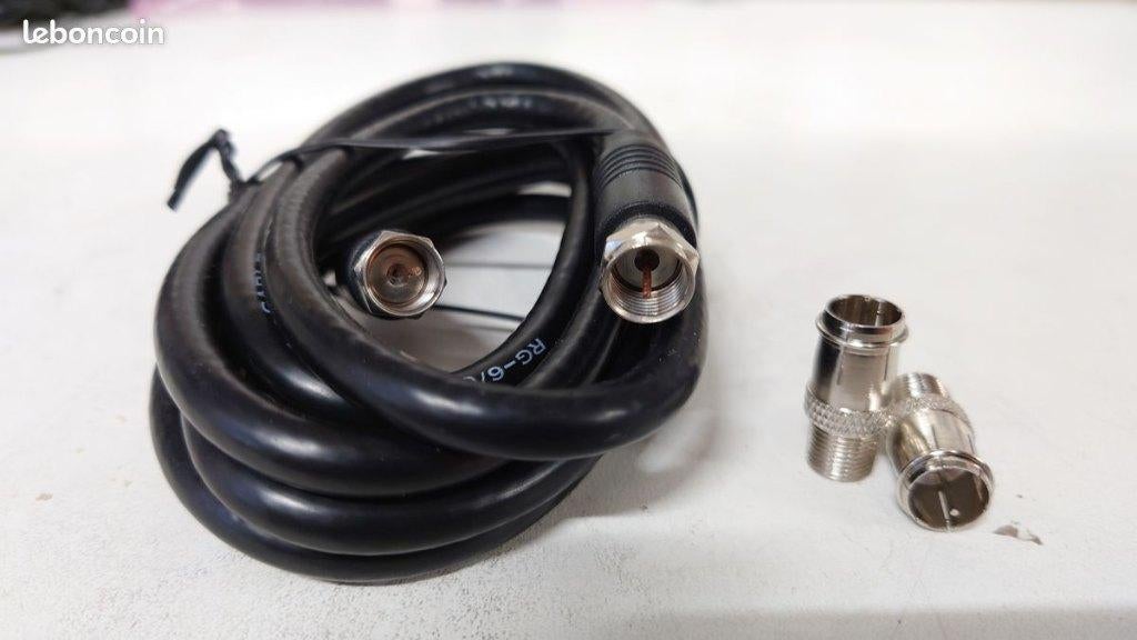 Cable coaxial satelite 1,8m + adaptateur antenne, Envoi, Utilisé
