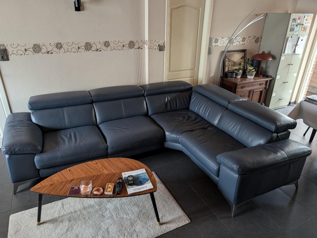 Lederen hoeksalon met relax functies, Ophalen, Zo goed als nieuw, Leer