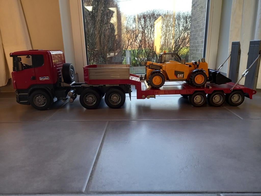 Bruder vrachtwagen met werkvoertuig, lengte 85 cm!, Enlèvement