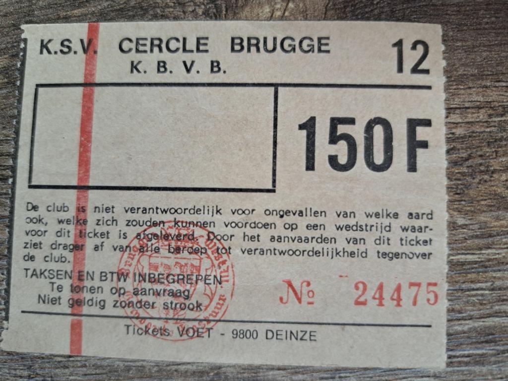 Voetbalticket Cercle Brugge, Enlèvement ou Envoi, Utilisé