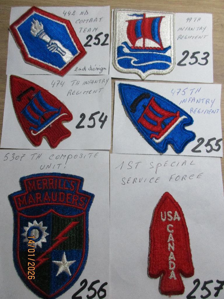 Patchs originaux  divers régiments infantry US WWII., Collections, Enlèvement ou Envoi, Armée de terre, Emblème ou Badge